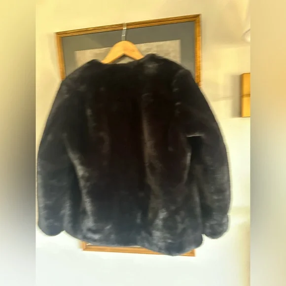 GAP Black Faux Fur Puffer Teddy Coat sz S - Picture 8 of 9